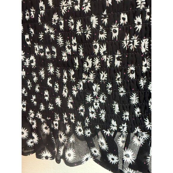 The Kooples Womens Short Skirt Black Daisy Dots Smocked 100% Viscose - Picture 14 of 14